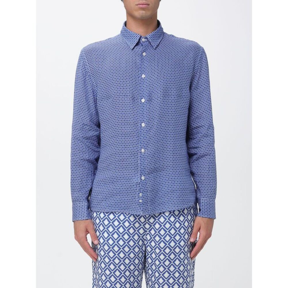 Peninsula Men Relaxed Fit Ethnic Pattern Long-Sleeve Linen Shirt Peninsula